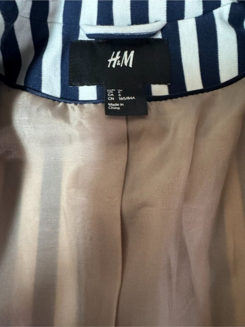 H&M Vertical Striped Blazer Blue And White - Picture 7 of 8